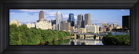 Framed Daytime View of Philadelphia with Clouds Print