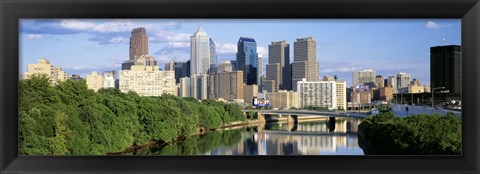 Framed Daytime View of Philadelphia with Clouds Print