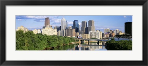 Framed Daytime View of Philadelphia with Clouds Print