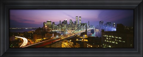 Framed Buildings lit up at night, World Trade Center, Manhattan, New York City, New York State, USA Print