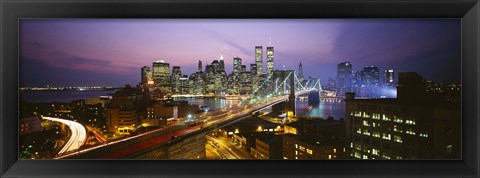 Framed Buildings lit up at night, World Trade Center, Manhattan, New York City, New York State, USA Print