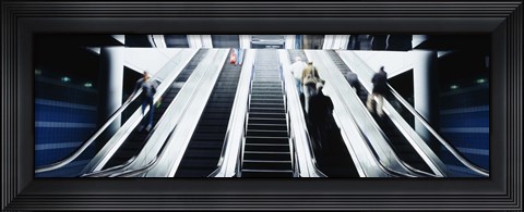 Framed Group of people on escalators at an airport, O'Hare Airport, Chicago, Illinois, USA Print
