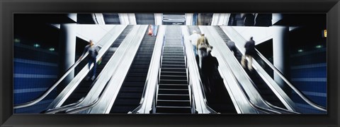 Framed Group of people on escalators at an airport, O&#39;Hare Airport, Chicago, Illinois, USA Print