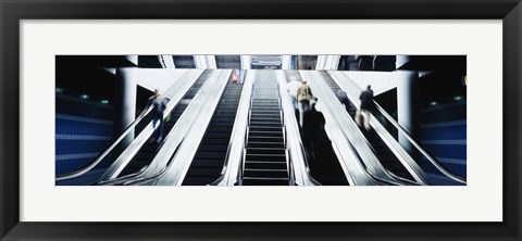 Framed Group of people on escalators at an airport, O&#39;Hare Airport, Chicago, Illinois, USA Print