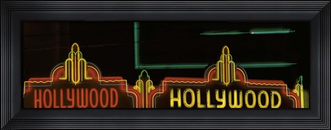 Framed Hollywood Neon Sign Los Angeles CA Print