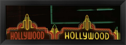 Framed Hollywood Neon Sign Los Angeles CA Print