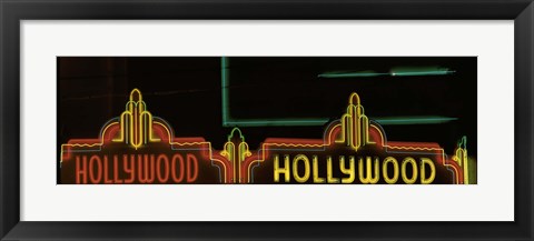 Framed Hollywood Neon Sign Los Angeles CA Print