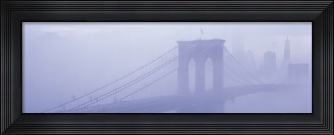 Framed Brooklyn Bridge in the fog Print