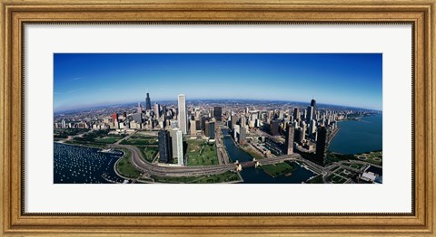Framed Aerial view of Chicago IL Print