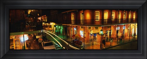 Framed Bourbon Street at night, New Orleans LA Print