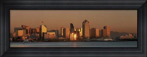 Framed San Diego Skyline at Sunset Print