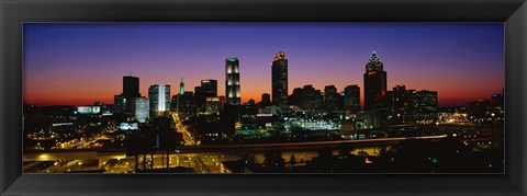 Framed Atlanta skyline at night, GA Print