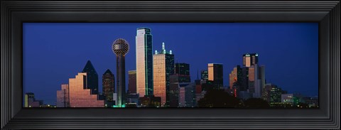 Framed Night, Cityscape, Dallas, Texas Print