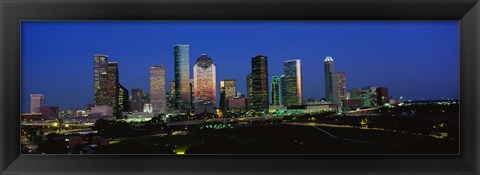Framed Houston, Texas Skyline at Night Print