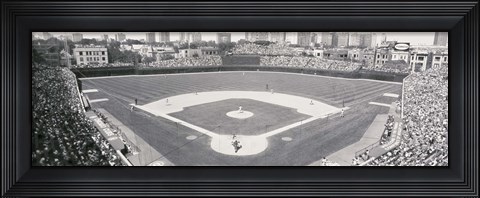 Framed Wrigley Field in black and white, USA, Illinois, Chicago Print