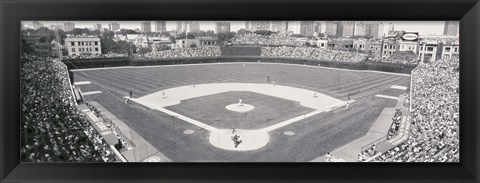 Framed Wrigley Field in black and white, USA, Illinois, Chicago Print