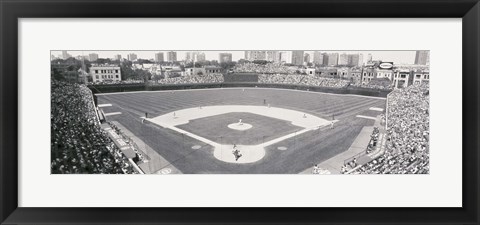 Framed Wrigley Field in black and white, USA, Illinois, Chicago Print