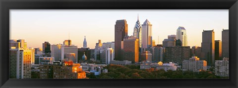 Framed Philadelphia in the Sun, Panoramic View Print