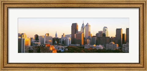 Framed Philadelphia in the Sun, Panoramic View Print