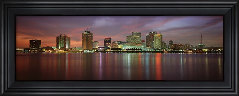 Framed Buildings lit up at the waterfront, New Orleans, Louisiana, USA Print