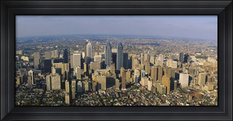 Framed Aerial view of skyscrapers in a city, Philadelphia, Pennsylvania, USA Print