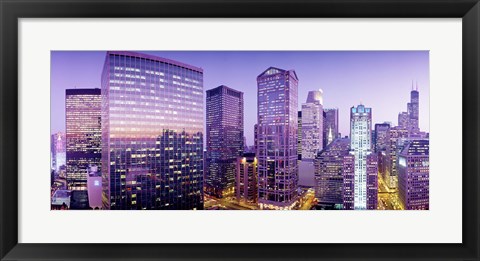 Framed Skyscrapers at night, Chicago IL Print