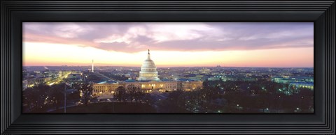 Framed Twilight, Capitol Building, Washington DC, District Of Columbia, USA Print