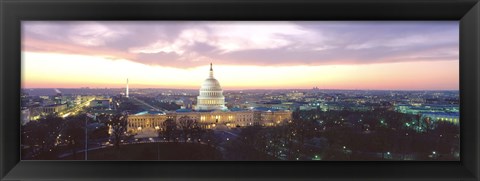 Framed Twilight, Capitol Building, Washington DC, District Of Columbia, USA Print