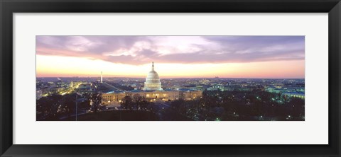 Framed Twilight, Capitol Building, Washington DC, District Of Columbia, USA Print