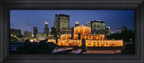 Framed Buckingham Fountain Decorated For Christmas, Chicago, Illinois, USA Print