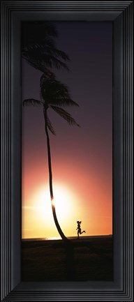 Framed Runner on Magic Island, Hawaii (vertical) Print