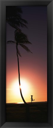 Framed Runner on Magic Island, Hawaii (vertical) Print