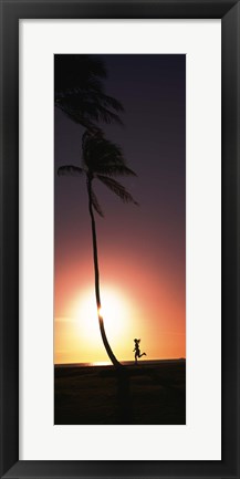 Framed Runner on Magic Island, Hawaii (vertical) Print