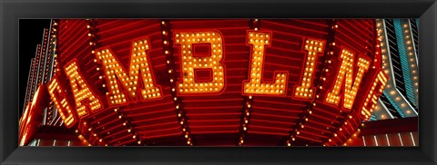 Framed Close-up of a neon sign of gambling, Las Vegas Print