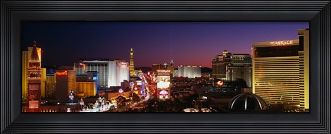 Framed Buildings Lit Up At Night, Las Vegas, Nevada, USA (purple sky) Print
