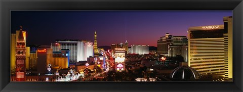 Framed Buildings Lit Up At Night, Las Vegas, Nevada, USA (purple sky) Print