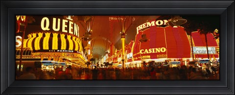 Framed Casino Lit Up At Night, Fremont Street, Las Vegas, Nevada Print