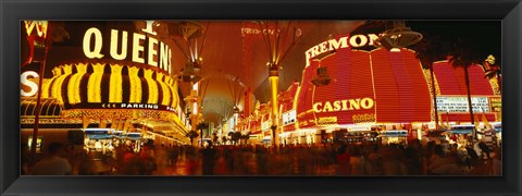 Framed Casino Lit Up At Night, Fremont Street, Las Vegas, Nevada Print