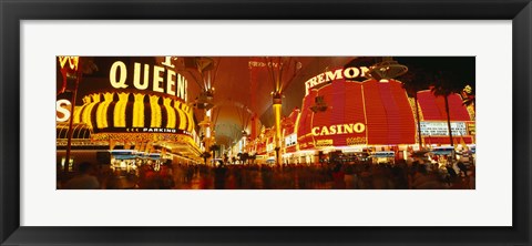 Framed Casino Lit Up At Night, Fremont Street, Las Vegas, Nevada Print