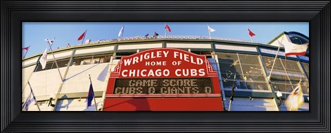 Framed Red score board outside Wrigley Field,USA, Illinois, Chicago Print