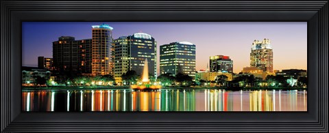 Framed Skyline At Dusk, Orlando, Florida, USA Print