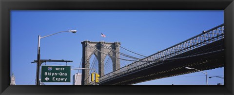Framed Low angle view of a bridge, Brooklyn Bridge, Manhattan, New York City, New York State, USA Print
