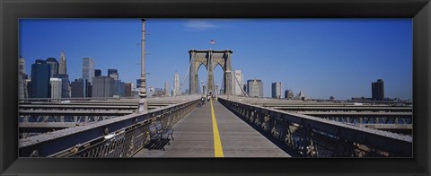 Framed Bench on a bridge, Brooklyn Bridge, Manhattan, New York City, New York State, USA Print