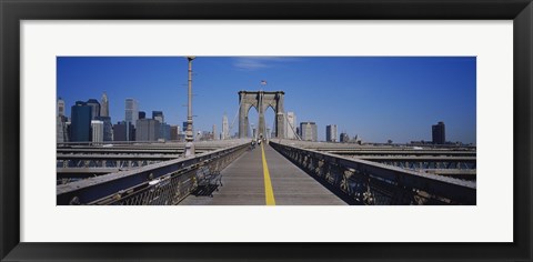 Framed Bench on a bridge, Brooklyn Bridge, Manhattan, New York City, New York State, USA Print