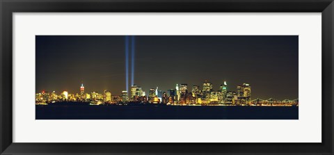 Framed New York City Lit Up at Night Print