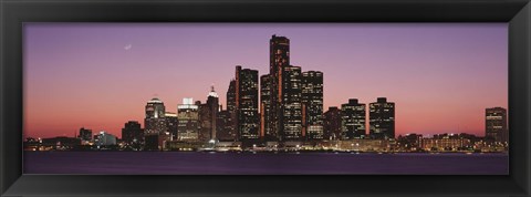 Framed Detroit at dusk, Michigan Print