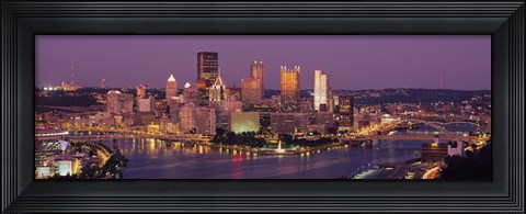 Framed Night view of Pittsburgh Print
