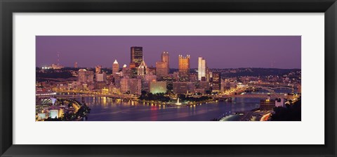 Framed Night view of Pittsburgh Print