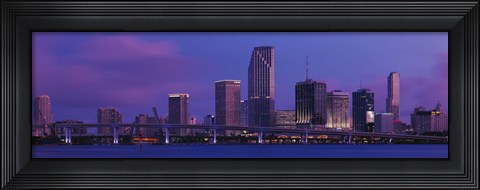 Framed Buildings At The Waterfront, Miami, Florida, USA (purple sky) Print