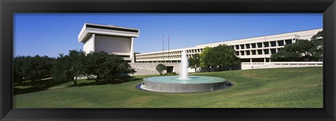 Framed Fountain in front of a library, Lyndon Johnson Presidential Library and Museum, Austin, Texas, USA Print